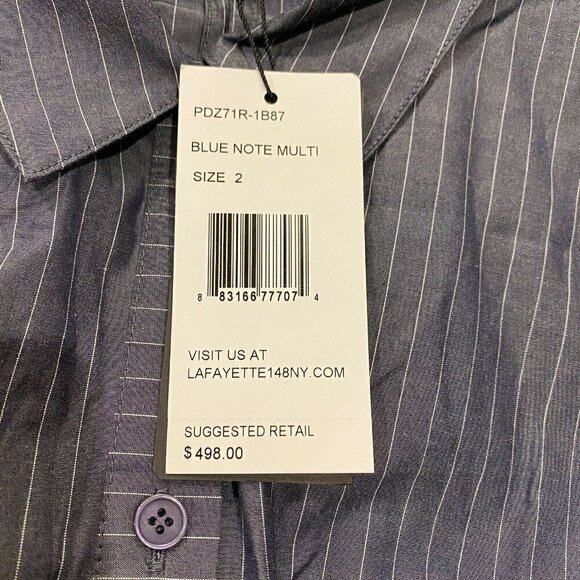 NEW Lafayette 148 Federica Dress Blue Note Stripe 2 - Picture 5 of 5